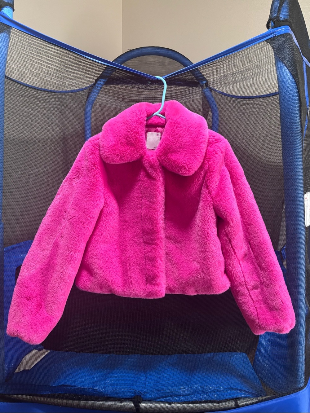 Plush Faux Fur Jacket in Bright Pink